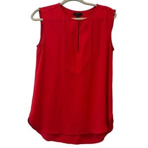 J Crew Womens Size 4 Sleeveless Solid Red Top Round Neckline Front Split Soft
